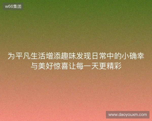 为平凡生活增添趣味发现日常中的小确幸与美好惊喜让每一天更精彩